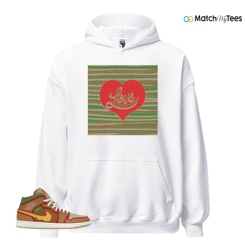NIKE AIR JORDAN 1 MID SE CHEESEBURGER SNEAKER/FLAX/SESAME/COCONUT MILK/UNIVERSITY GOLD matching Hoodie