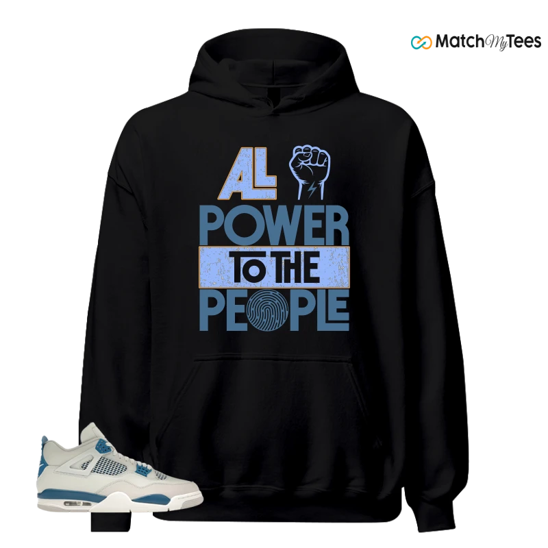 NIKE AIR JORDAN 4 MILITARY BLUE SNEAKER Matching Tees hoodie