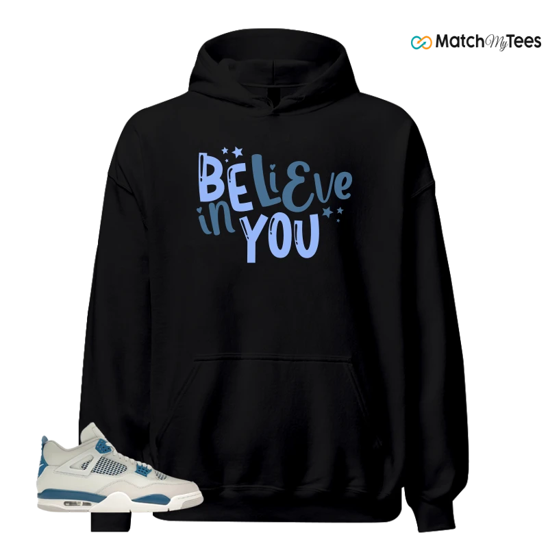 NIKE AIR JORDAN 4 MILITARY BLUE SNEAKER Matching Tees hoodie
