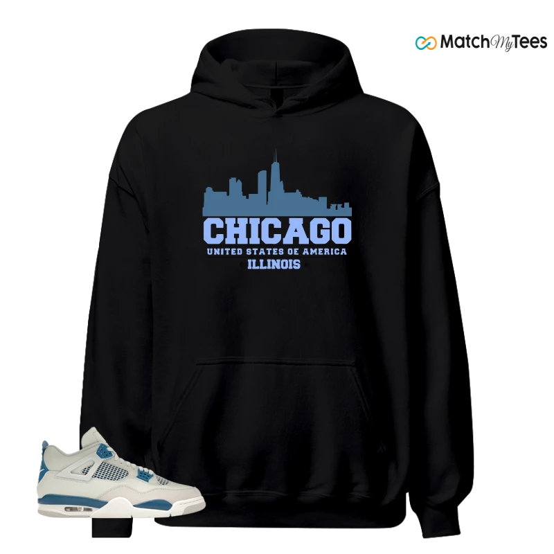 NIKE AIR JORDAN 4 MILITARY BLUE SNEAKER Matching Tees hoodie
