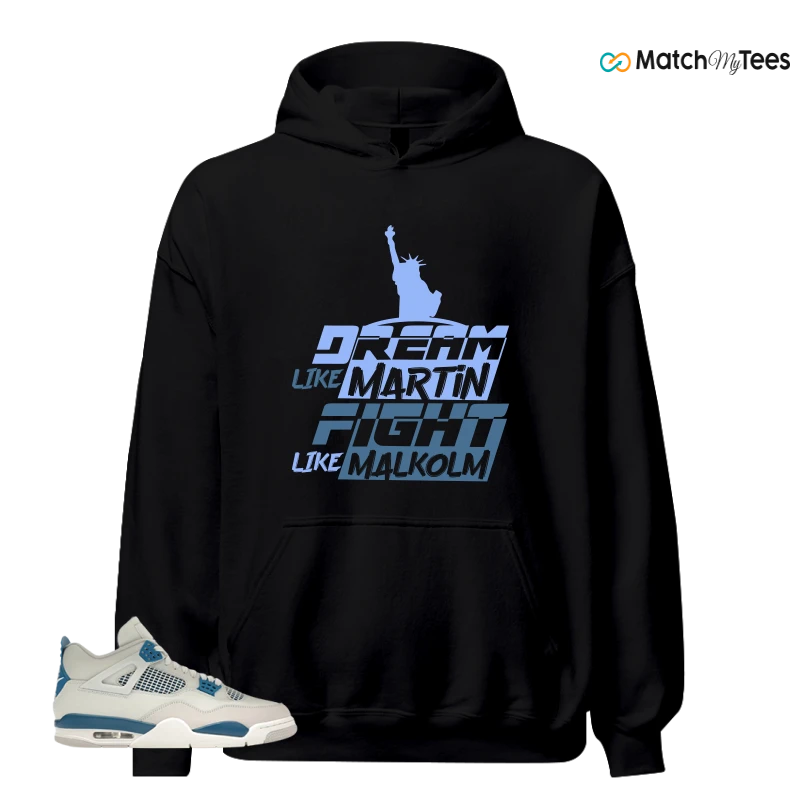 NIKE AIR JORDAN 4 MILITARY BLUE SNEAKER Matching Tees hoodie