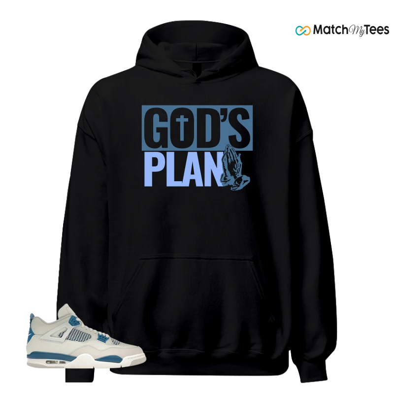 NIKE AIR JORDAN 4 MILITARY BLUE SNEAKER/OFF-WHITE/MILITARY BLUE/NEUTRAL GREY matching Hoodie