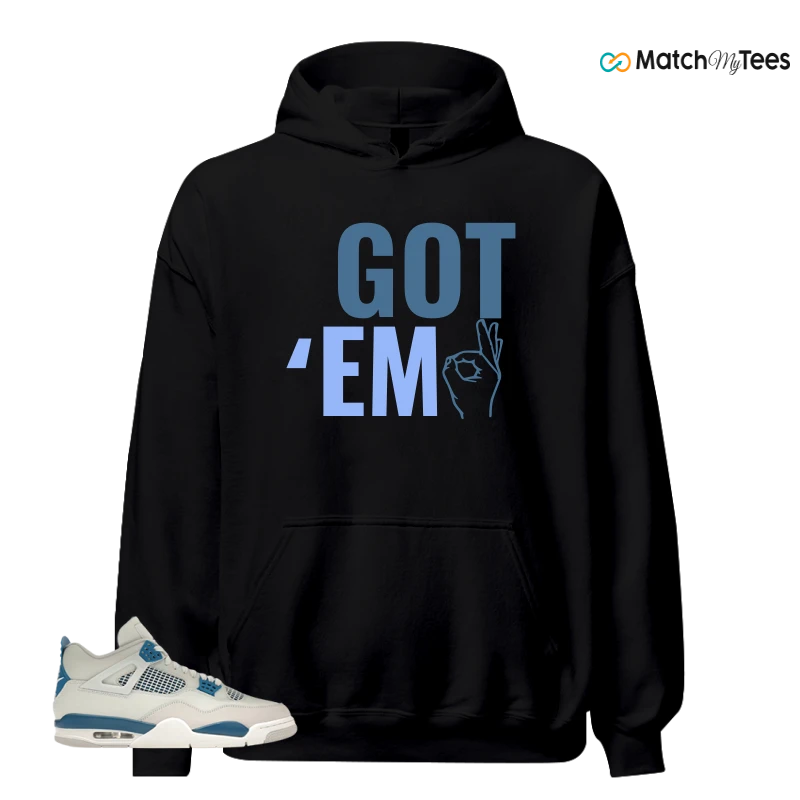 NIKE AIR JORDAN 4 MILITARY BLUE SNEAKER Matching Tees hoodie