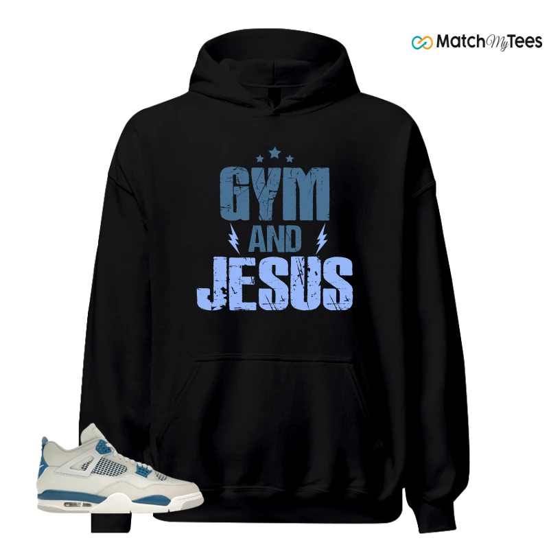 NIKE AIR JORDAN 4 MILITARY BLUE SNEAKER Matching Tees hoodie