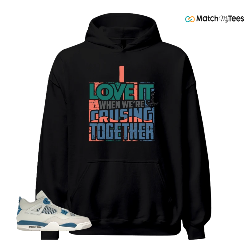 NIKE AIR JORDAN 4 MILITARY BLUE SNEAKER Matching Tees hoodie