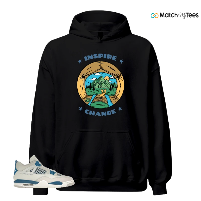NIKE AIR JORDAN 4 MILITARY BLUE SNEAKER Matching Tees hoodie