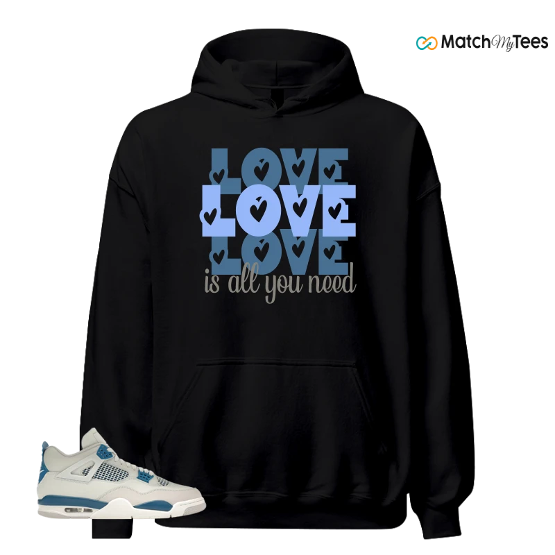 NIKE AIR JORDAN 4 MILITARY BLUE SNEAKER Matching Tees hoodie