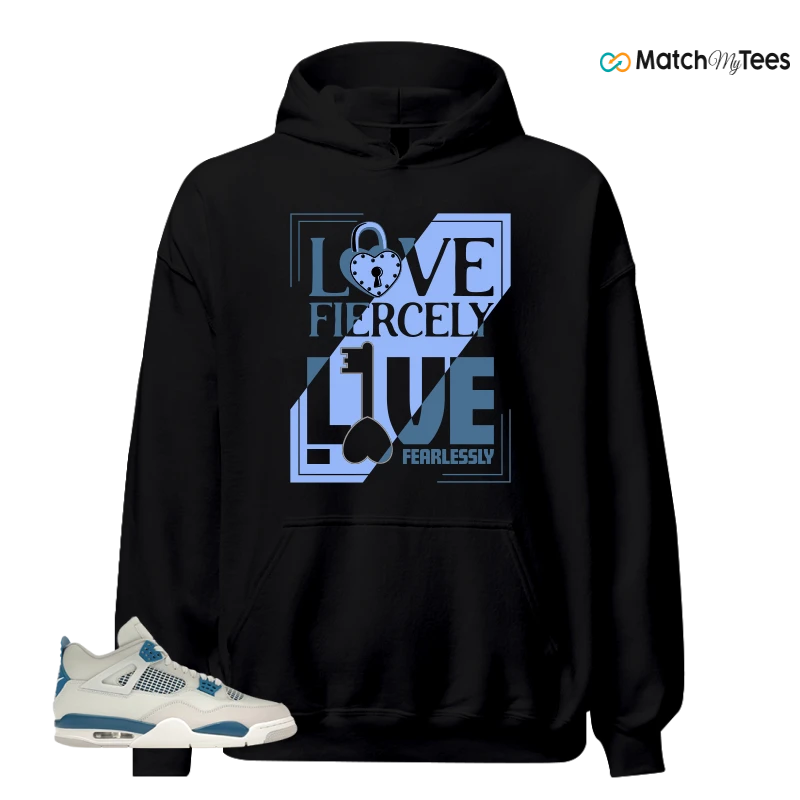 NIKE AIR JORDAN 4 MILITARY BLUE SNEAKER Matching Tees hoodie