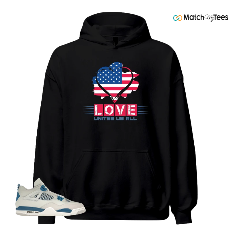NIKE AIR JORDAN 4 MILITARY BLUE SNEAKER Matching Tees hoodie
