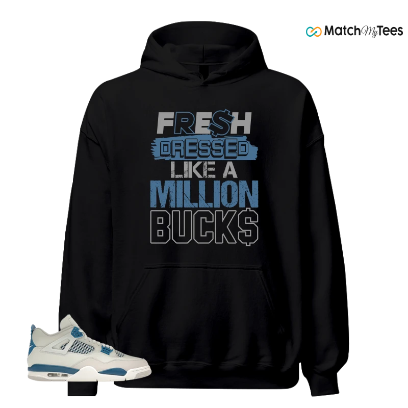 NIKE AIR JORDAN 4 MILITARY BLUE SNEAKER Matching Tees hoodie