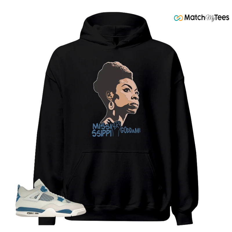 NIKE AIR JORDAN 4 MILITARY BLUE SNEAKER Matching Tees hoodie