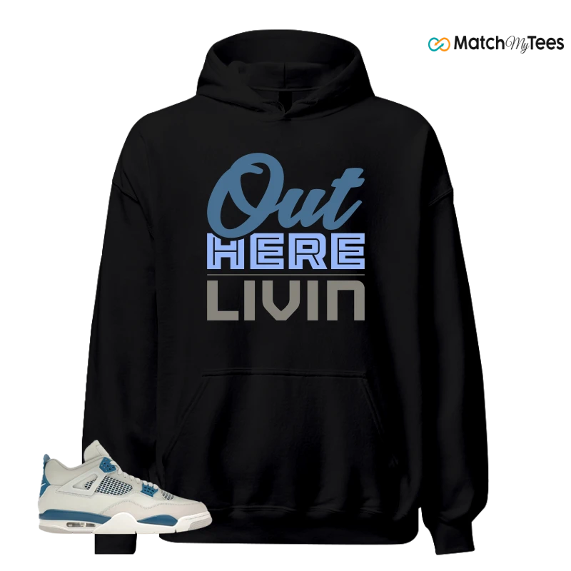 NIKE AIR JORDAN 4 MILITARY BLUE SNEAKER Matching Tees hoodie