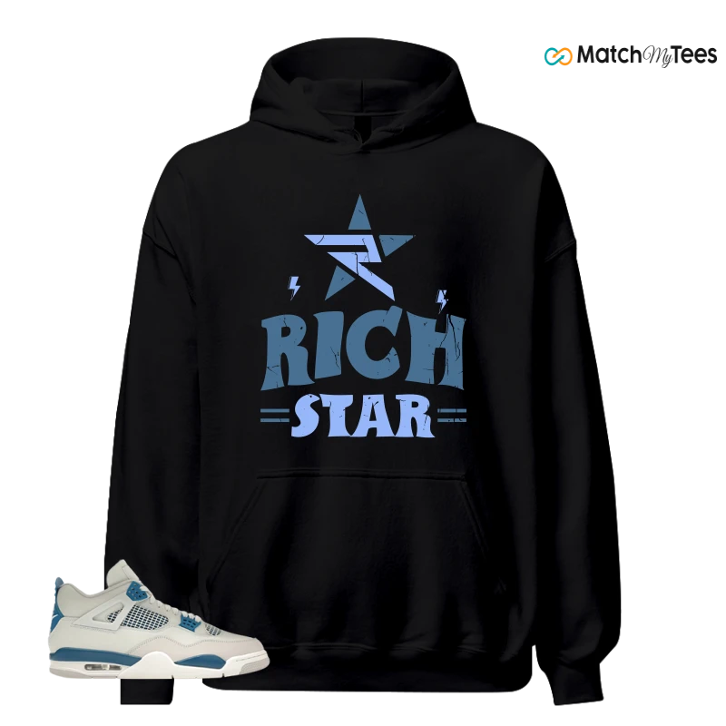 NIKE AIR JORDAN 4 MILITARY BLUE SNEAKER Matching Tees hoodie