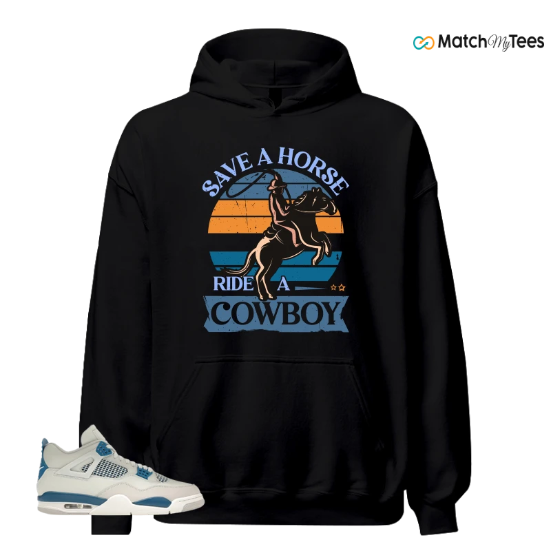 NIKE AIR JORDAN 4 MILITARY BLUE SNEAKER Matching Tees hoodie