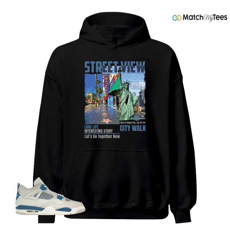 NIKE AIR JORDAN 4 MILITARY BLUE SNEAKER Matching Tees hoodie