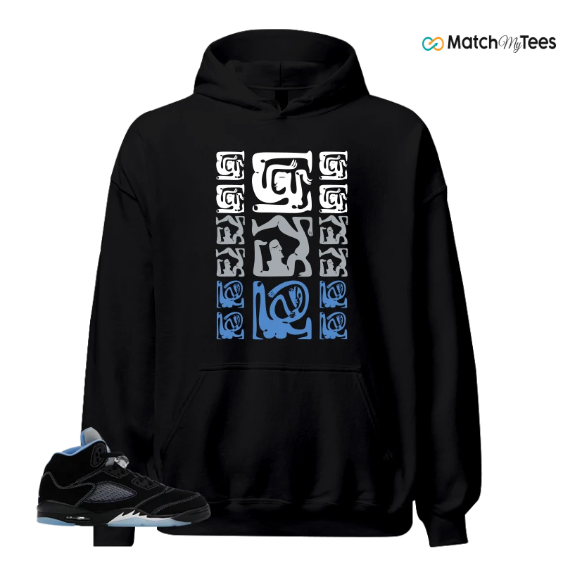 NIKE AIR JORDAN 5 BLACK UNIVERSITY BLUE SNEAKER Matching Tees hoodie
