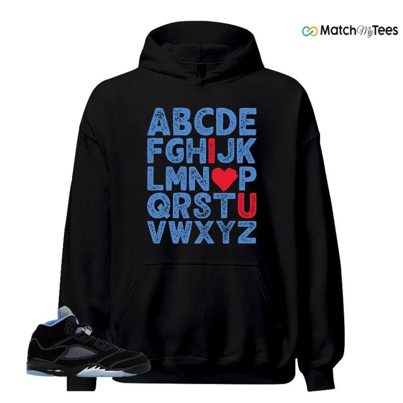 NIKE AIR JORDAN 5 BLACK UNIVERSITY BLUE SNEAKER Matching Tees hoodie