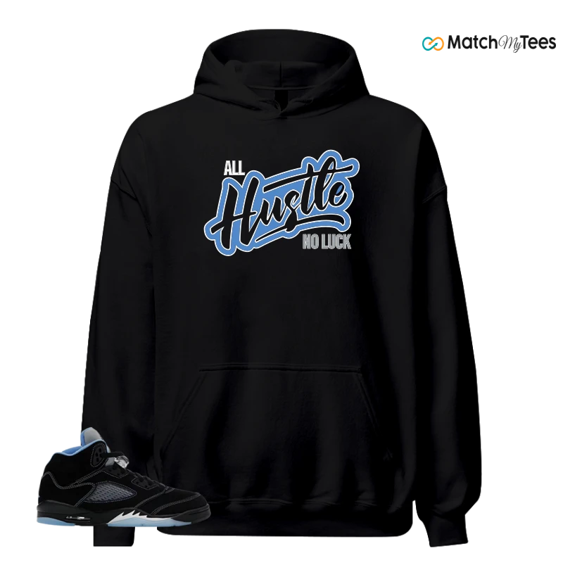 NIKE AIR JORDAN 5 BLACK UNIVERSITY BLUE SNEAKER Matching Tees hoodie