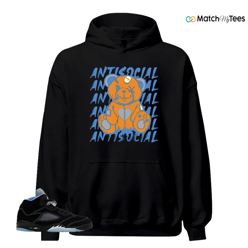 NIKE AIR JORDAN 5 BLACK UNIVERSITY BLUE SNEAKER Matching Tees hoodie