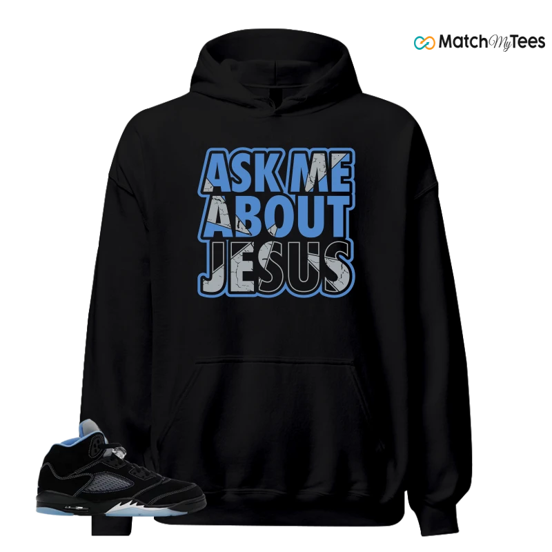 NIKE AIR JORDAN 5 BLACK UNIVERSITY BLUE SNEAKER Matching Tees hoodie