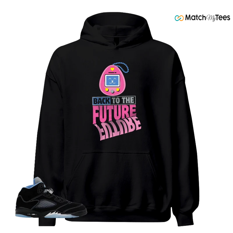 NIKE AIR JORDAN 5 BLACK UNIVERSITY BLUE SNEAKER Matching Tees hoodie