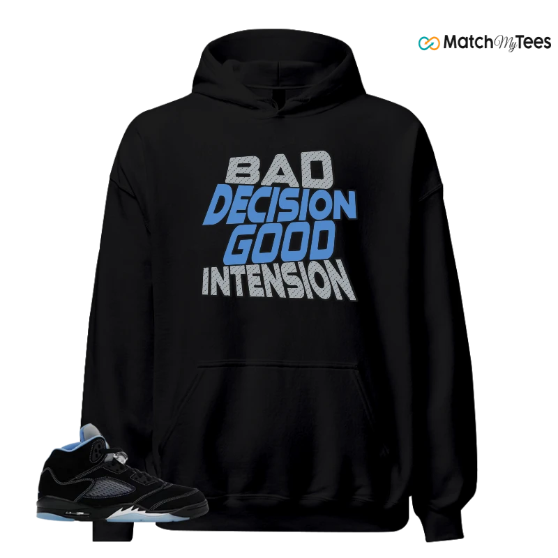 NIKE AIR JORDAN 5 BLACK UNIVERSITY BLUE SNEAKER Matching Tees hoodie