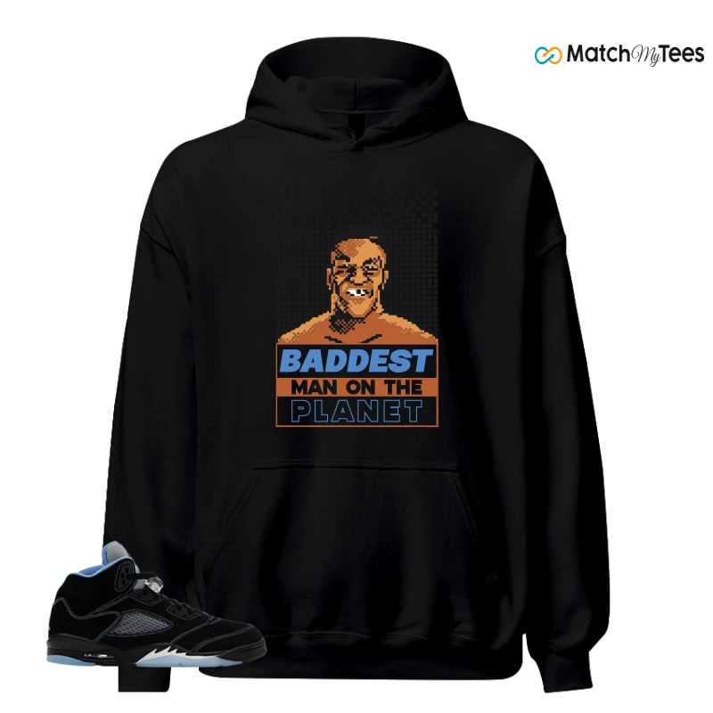 NIKE AIR JORDAN 5 BLACK UNIVERSITY BLUE SNEAKER Matching Tees hoodie