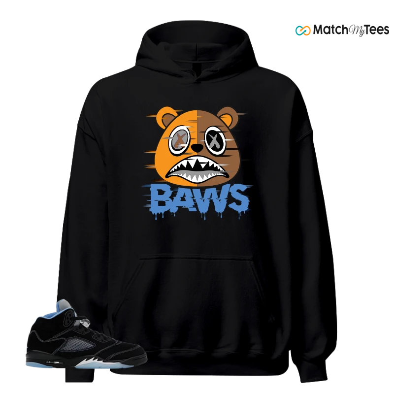 NIKE AIR JORDAN 5 BLACK UNIVERSITY BLUE SNEAKER Matching Tees hoodie