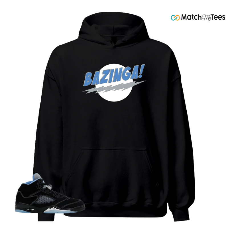 NIKE AIR JORDAN 5 BLACK UNIVERSITY BLUE SNEAKER Matching Tees hoodie