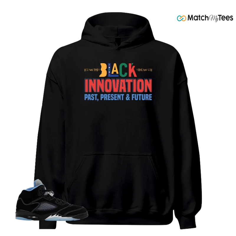NIKE AIR JORDAN 5 BLACK UNIVERSITY BLUE SNEAKER Matching Tees hoodie