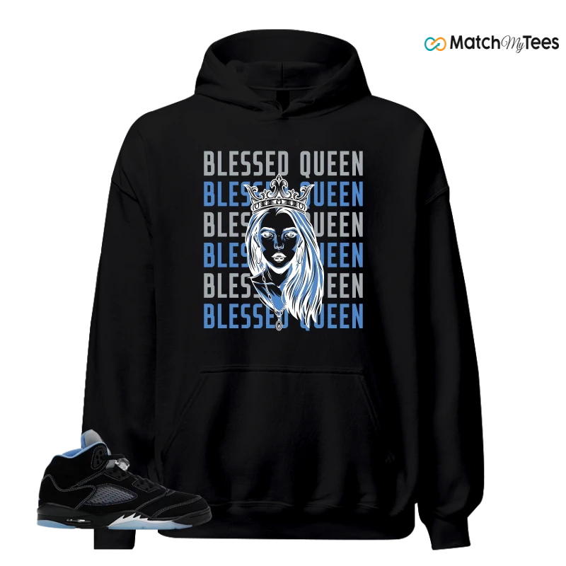 NIKE AIR JORDAN 5 BLACK UNIVERSITY BLUE SNEAKER Matching Tees hoodie