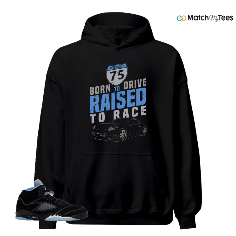 NIKE AIR JORDAN 5 BLACK UNIVERSITY BLUE SNEAKER Matching Tees hoodie
