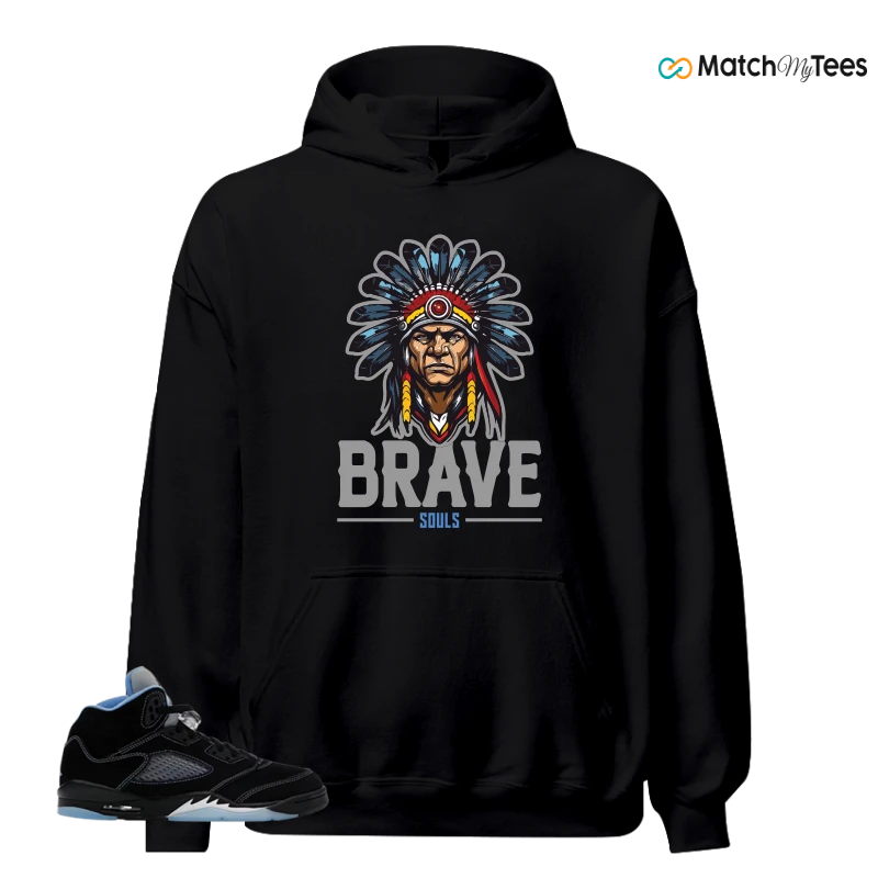 NIKE AIR JORDAN 5 BLACK UNIVERSITY BLUE SNEAKER Matching Tees hoodie