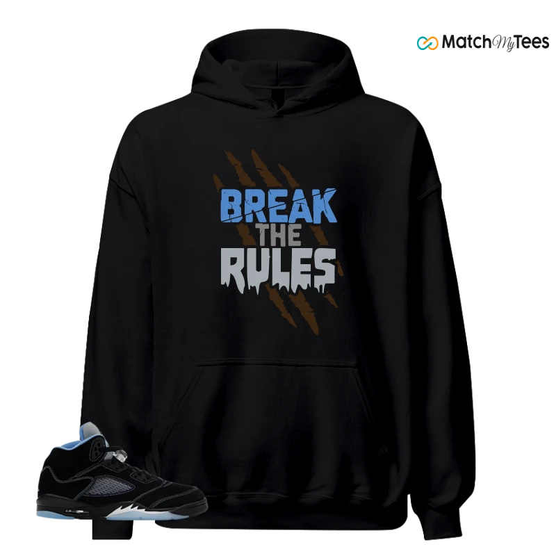 NIKE AIR JORDAN 5 BLACK UNIVERSITY BLUE SNEAKER Matching Tees hoodie