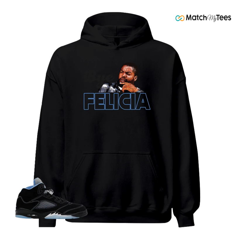 NIKE AIR JORDAN 5 BLACK UNIVERSITY BLUE SNEAKER Matching Tees hoodie