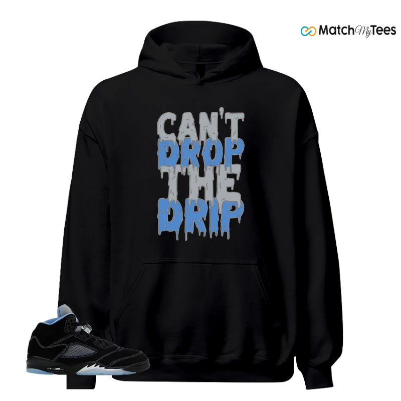 NIKE AIR JORDAN 5 BLACK UNIVERSITY BLUE SNEAKER Matching Tees hoodie