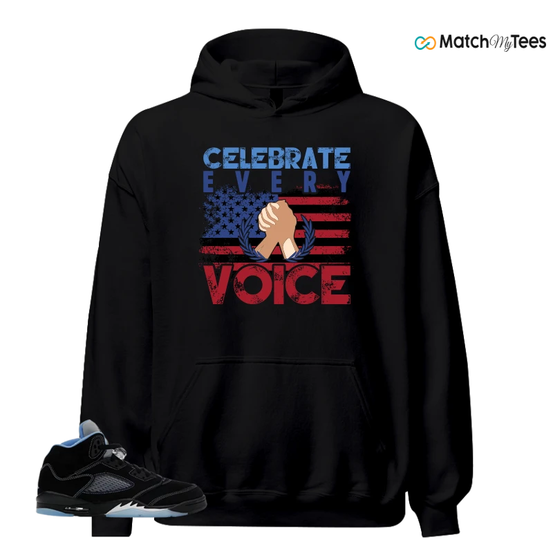 NIKE AIR JORDAN 5 BLACK UNIVERSITY BLUE SNEAKER Matching Tees hoodie