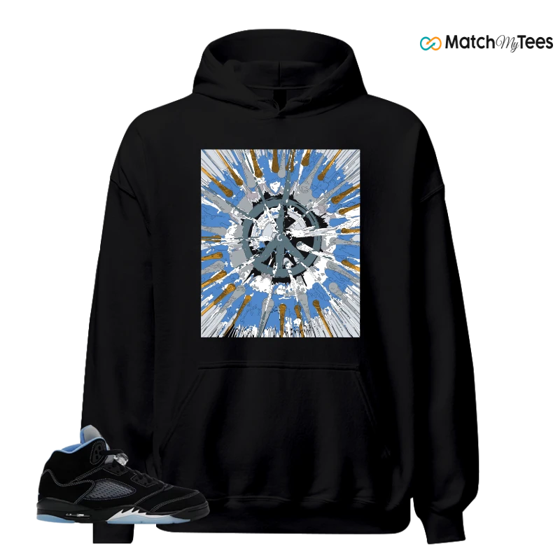 NIKE AIR JORDAN 5 BLACK UNIVERSITY BLUE SNEAKER Matching Tees hoodie