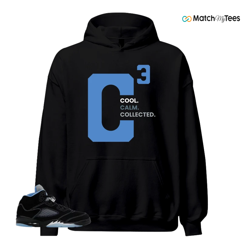 NIKE AIR JORDAN 5 BLACK UNIVERSITY BLUE SNEAKER Matching Tees hoodie