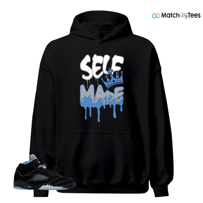 NIKE AIR JORDAN 5 BLACK UNIVERSITY BLUE SNEAKER Matching Tees hoodie