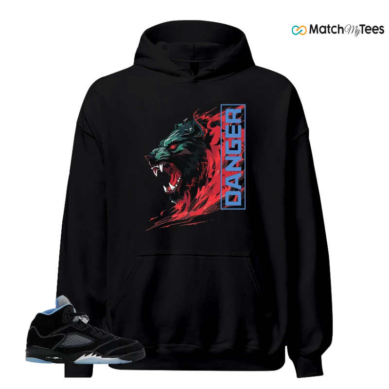 NIKE AIR JORDAN 5 BLACK UNIVERSITY BLUE SNEAKER Matching Tees hoodie
