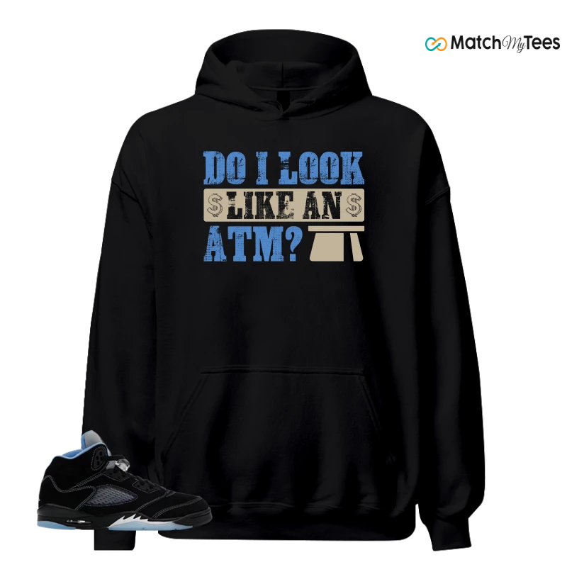 NIKE AIR JORDAN 5 BLACK UNIVERSITY BLUE SNEAKER Matching Tees hoodie