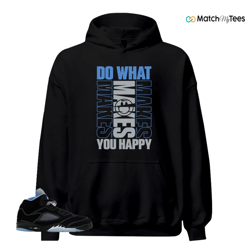 NIKE AIR JORDAN 5 BLACK UNIVERSITY BLUE SNEAKER Matching Tees hoodie