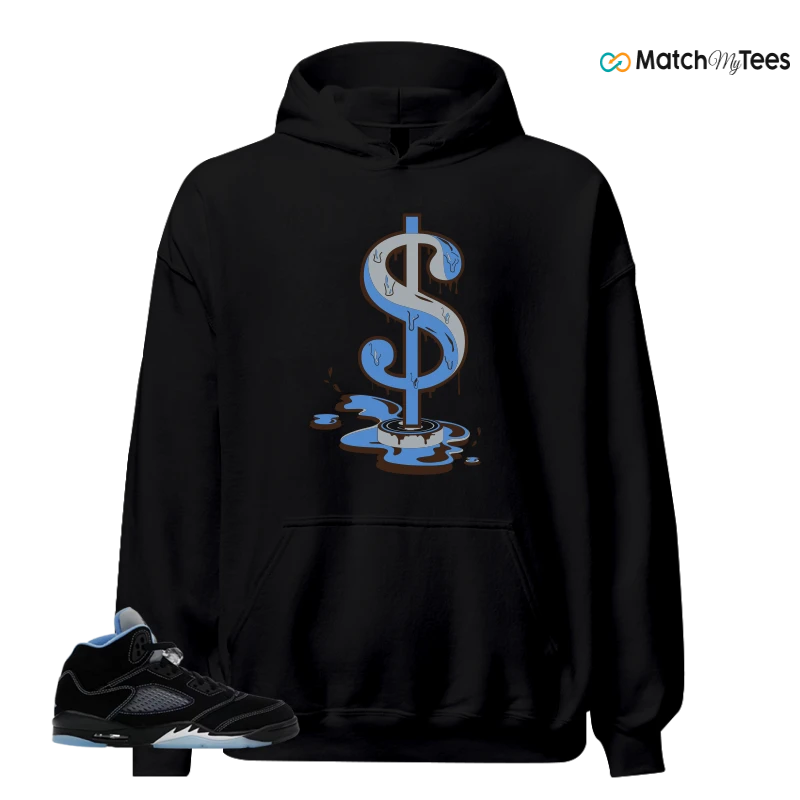 NIKE AIR JORDAN 5 BLACK UNIVERSITY BLUE SNEAKER Matching Tees hoodie