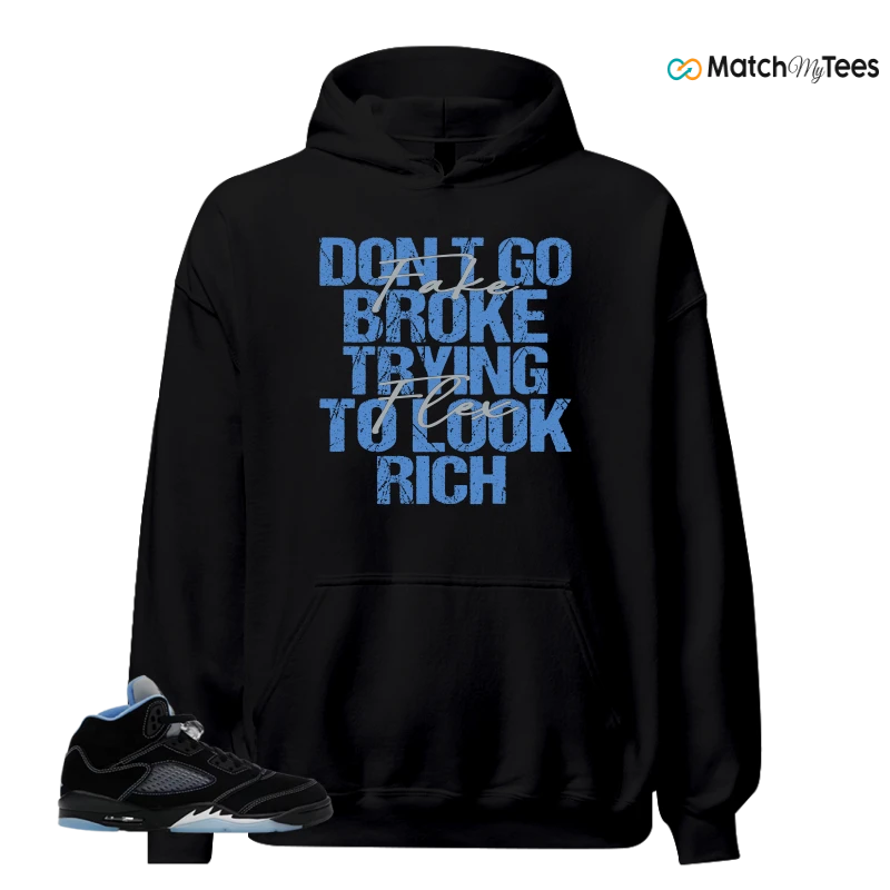 NIKE AIR JORDAN 5 BLACK UNIVERSITY BLUE SNEAKER Matching Tees hoodie