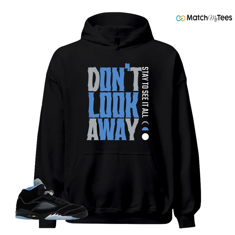 NIKE AIR JORDAN 5 BLACK UNIVERSITY BLUE SNEAKER Matching Tees hoodie