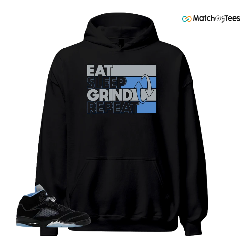 NIKE AIR JORDAN 5 BLACK UNIVERSITY BLUE SNEAKER Matching Tees hoodie