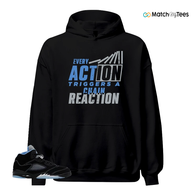 NIKE AIR JORDAN 5 BLACK UNIVERSITY BLUE SNEAKER Matching Tees hoodie