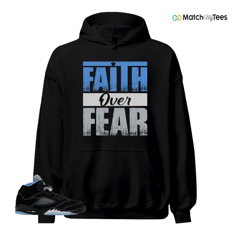 NIKE AIR JORDAN 5 BLACK UNIVERSITY BLUE SNEAKER Matching Tees hoodie