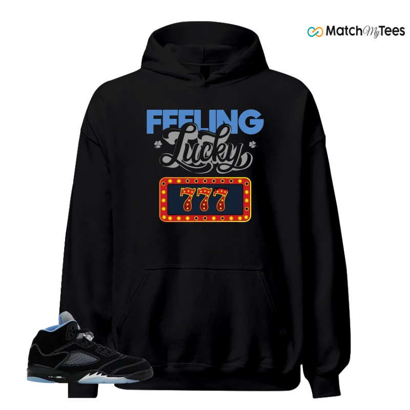 NIKE AIR JORDAN 5 BLACK UNIVERSITY BLUE SNEAKER Matching Tees hoodie